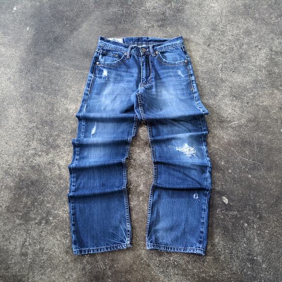 Stetson Western Jeans 28x34 Blue Pants Distressed Dark Faded Retro 1520 - Picture 1 of 9